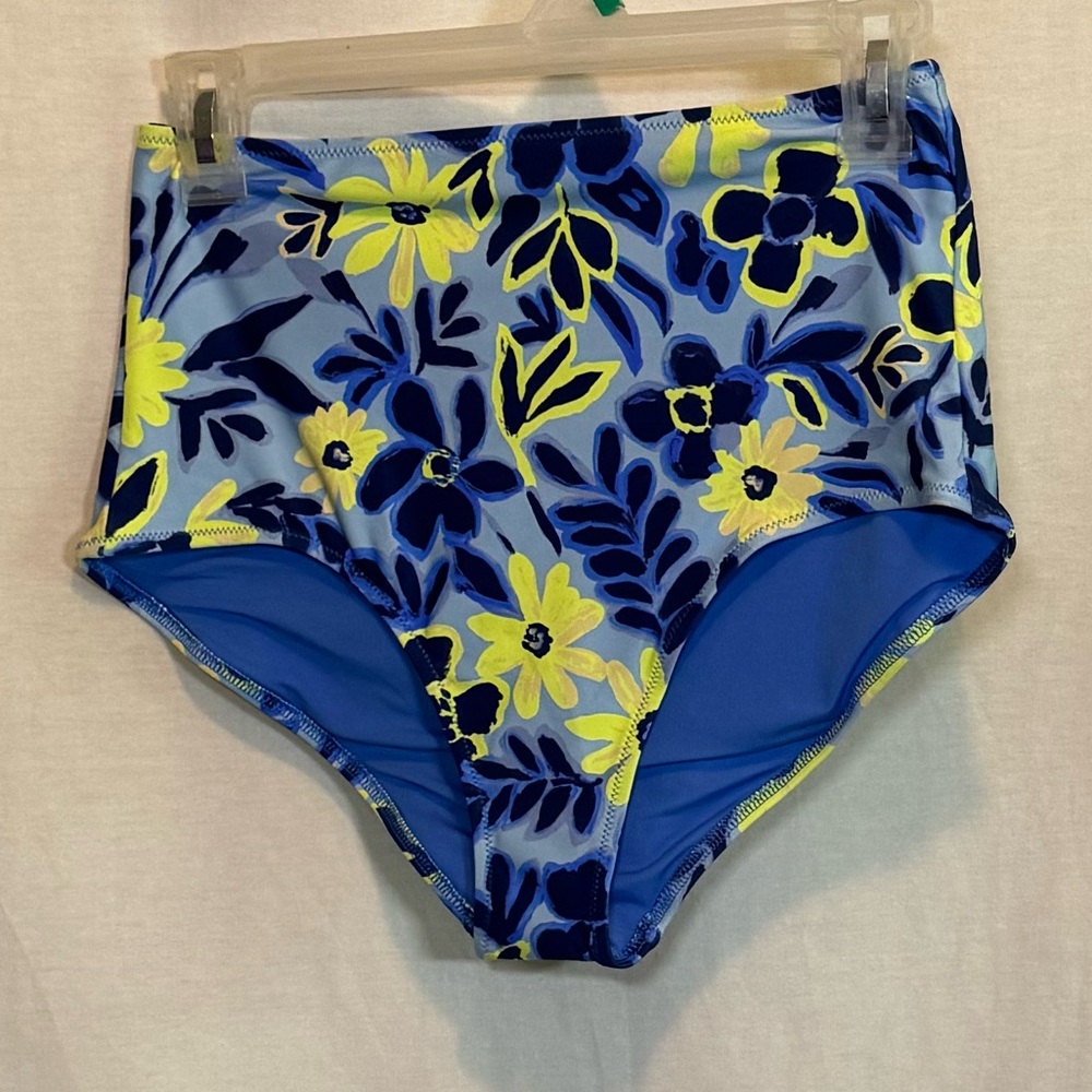 AA-323 Aerie NWT High Waisted Full Coverage Blue & Yellow Floral Bottoms